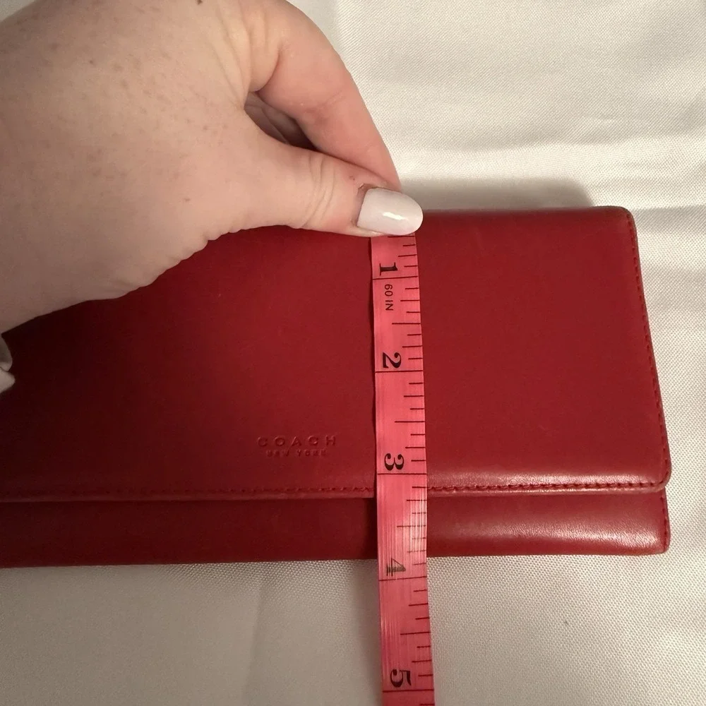 Coach Vintage Red Leather Bifold Credit Card Case Holder Wallet Made In Spain